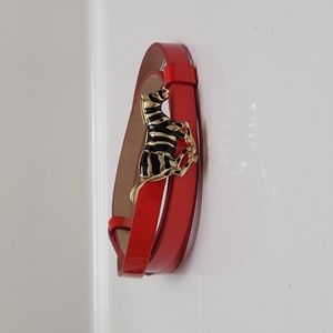 Kate Spade Red Patent Adjustable Belt with Zebra Clasp